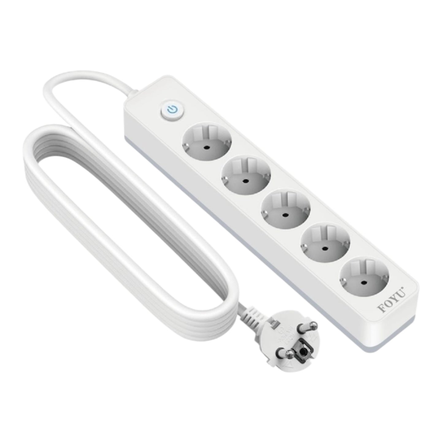 FOYU Πολύπριζο με Διακόπτη 5 Θέσεων 1.5M Λευκό