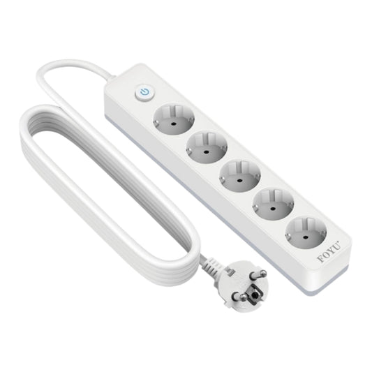 FOYU Πολύπριζο με Διακόπτη 5 Θέσεων 1.5M Λευκό