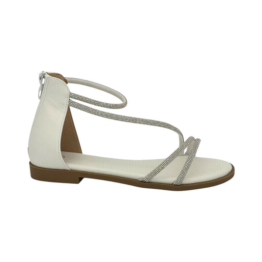DIAMANTIQUE Γυναικεία Σανδάλια Flat με Στρας White