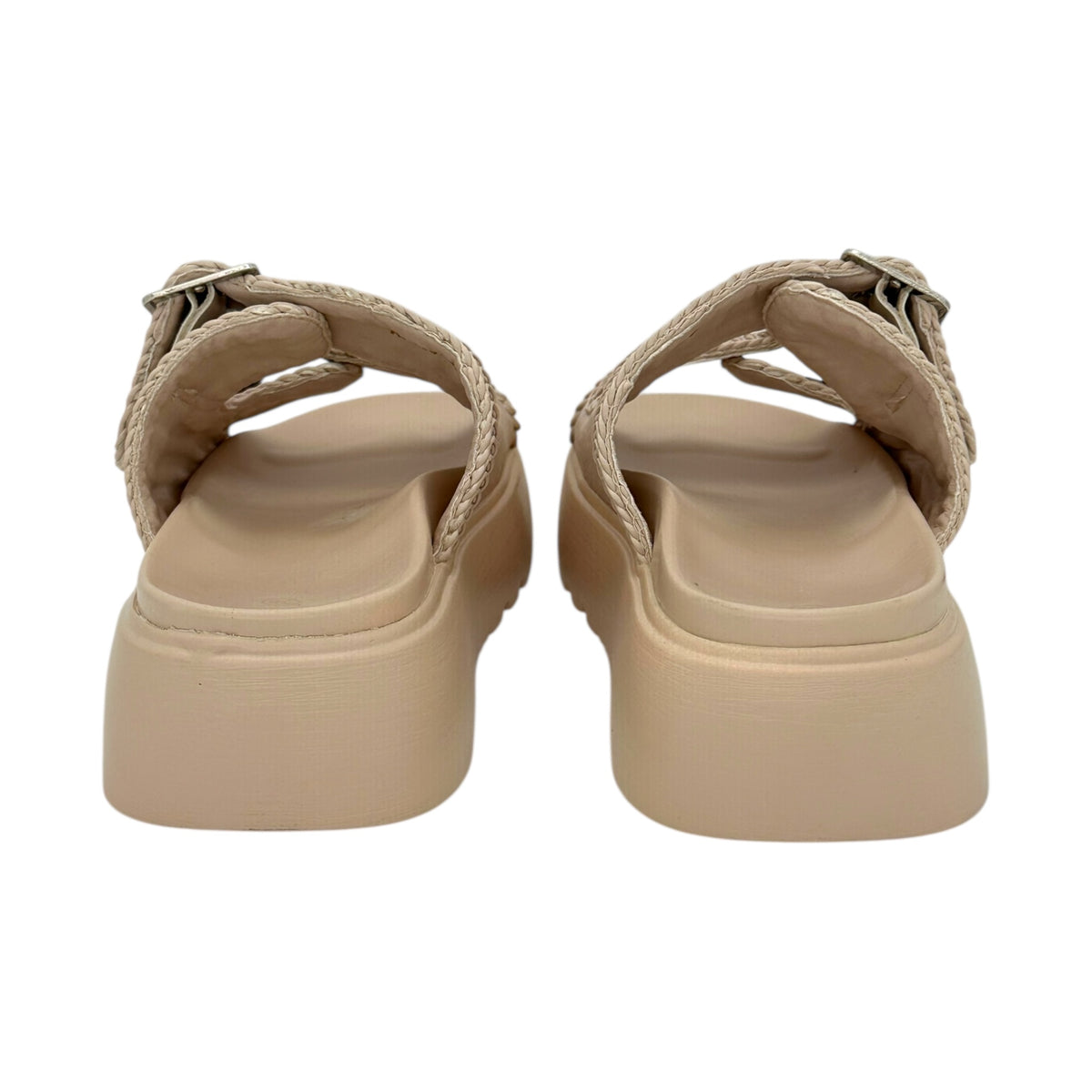 Mira Max Γυναικεία Πλατφόρμα Slides με Πλεκτό Beige - Angel shopping