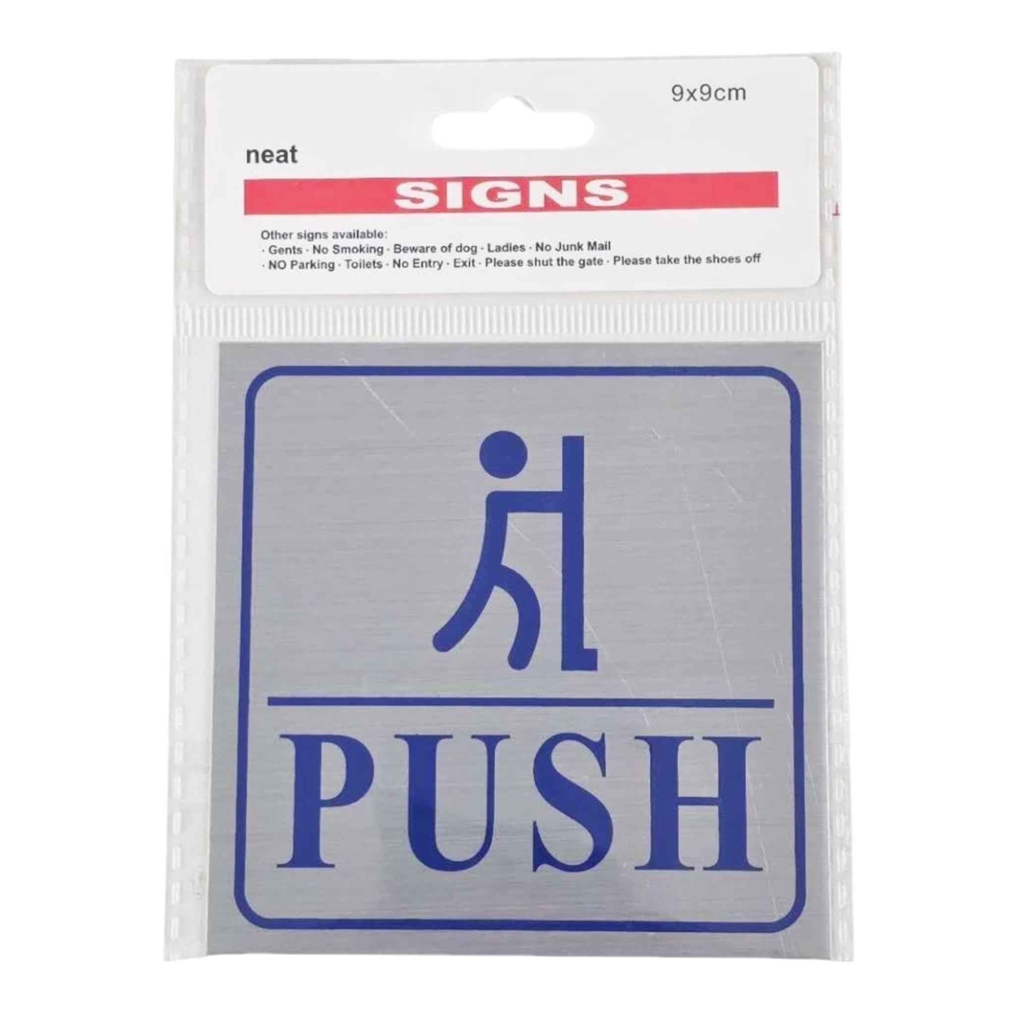 Πινακίδα Αυτοκόλλητη "Push "  1τμχ 9*9cm Μπλε
