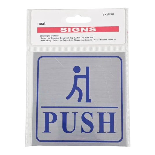 Self-Adhesive Sign "Push" 1pc 9*9cm Blue