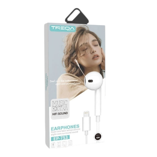 TREQA Wired In-Ear Headphones with Microphone &amp; Hi-Fi Sound EP-753 White