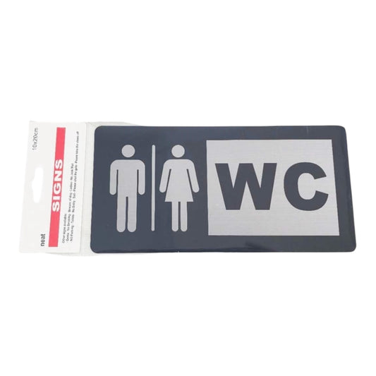 Self-Adhesive Sign "WC" TOILET 1pc 10*20cm Black
