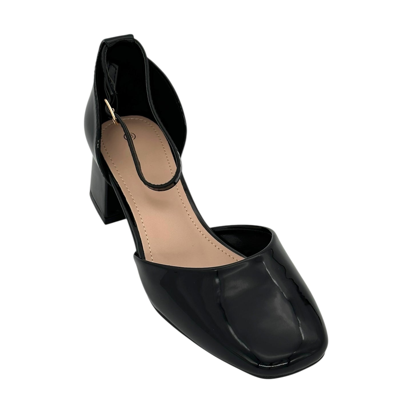Patent Leather Pumps with Strap Black K5055