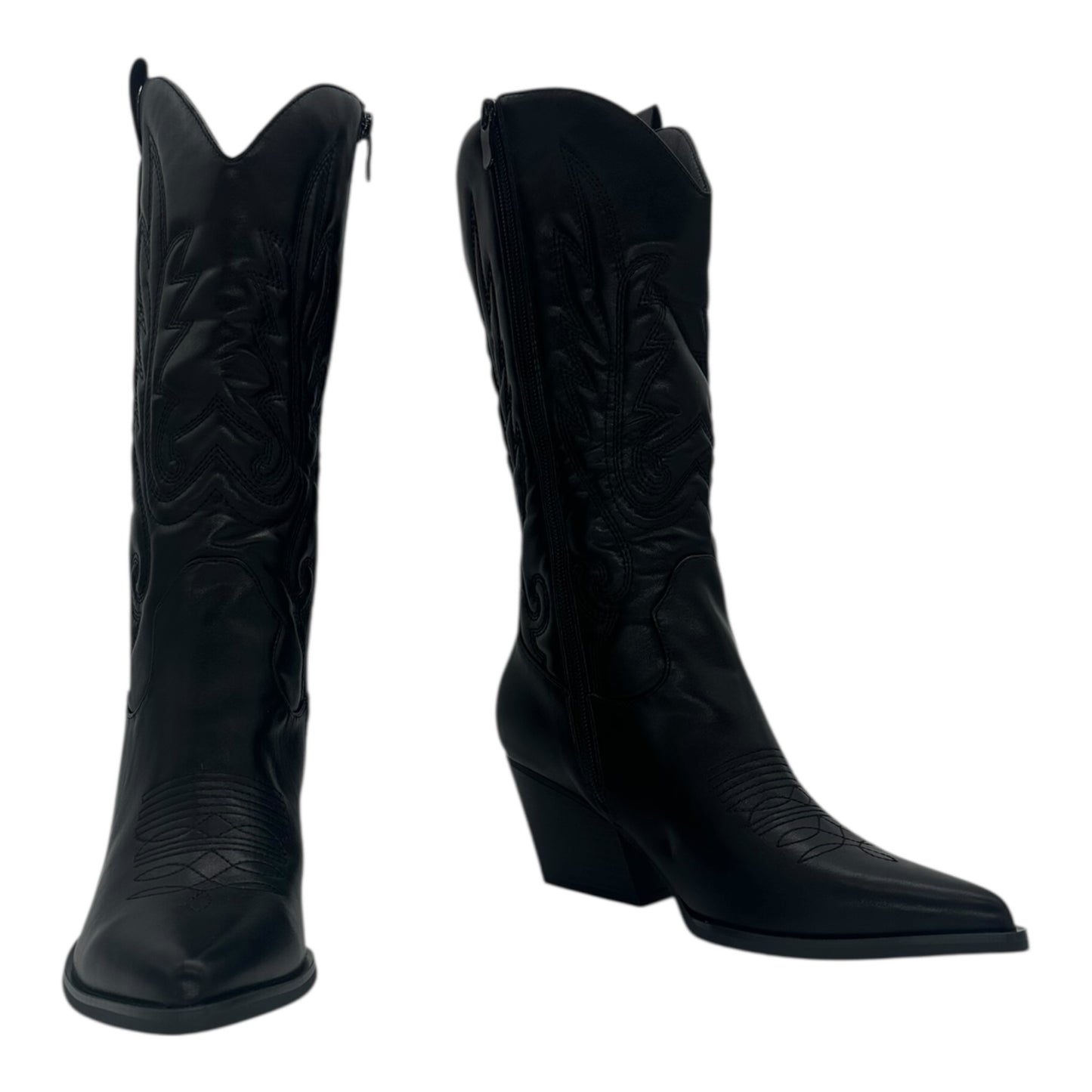 Alta Moda Γυναικείες Μπότες Cowboy με Μεσαίο Τακούνι Μαύρες