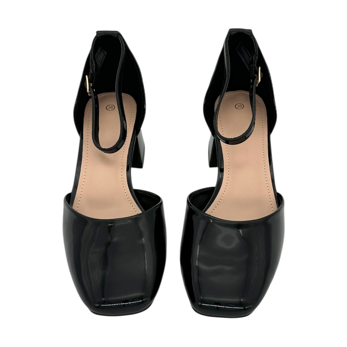 Patent Leather Pumps with Strap Black K5055