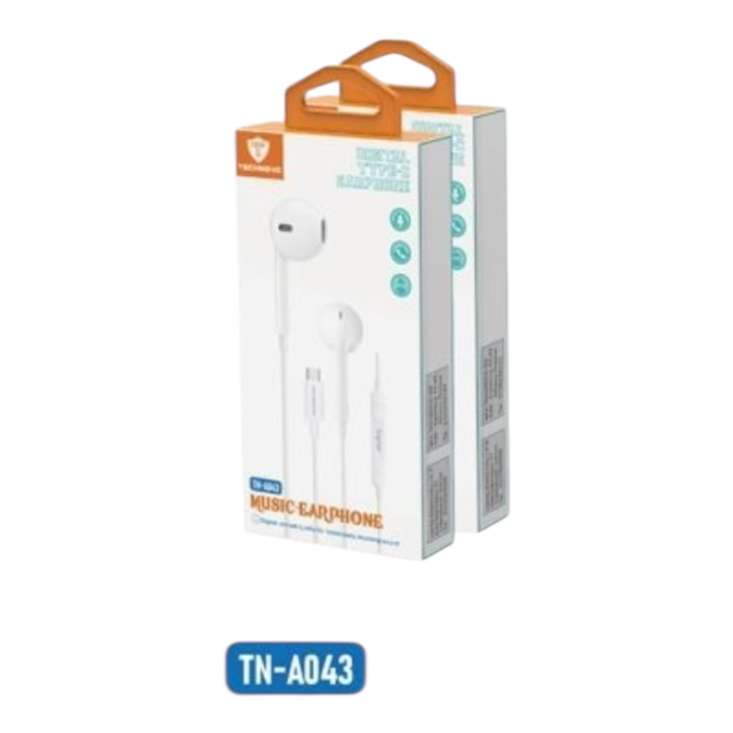 TECHNOVO Digital Type-C Headphones with Digital Chip &amp; Microphone TN-A043 White