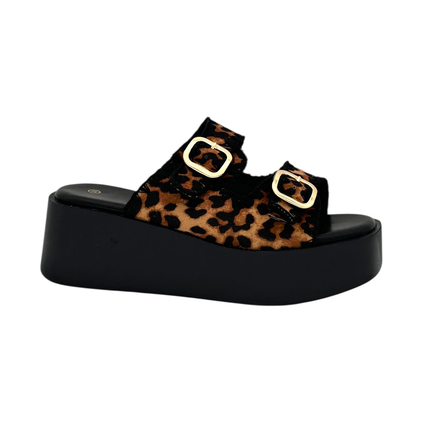 Mira Max Women's Platforms with Double Buckle Leopard