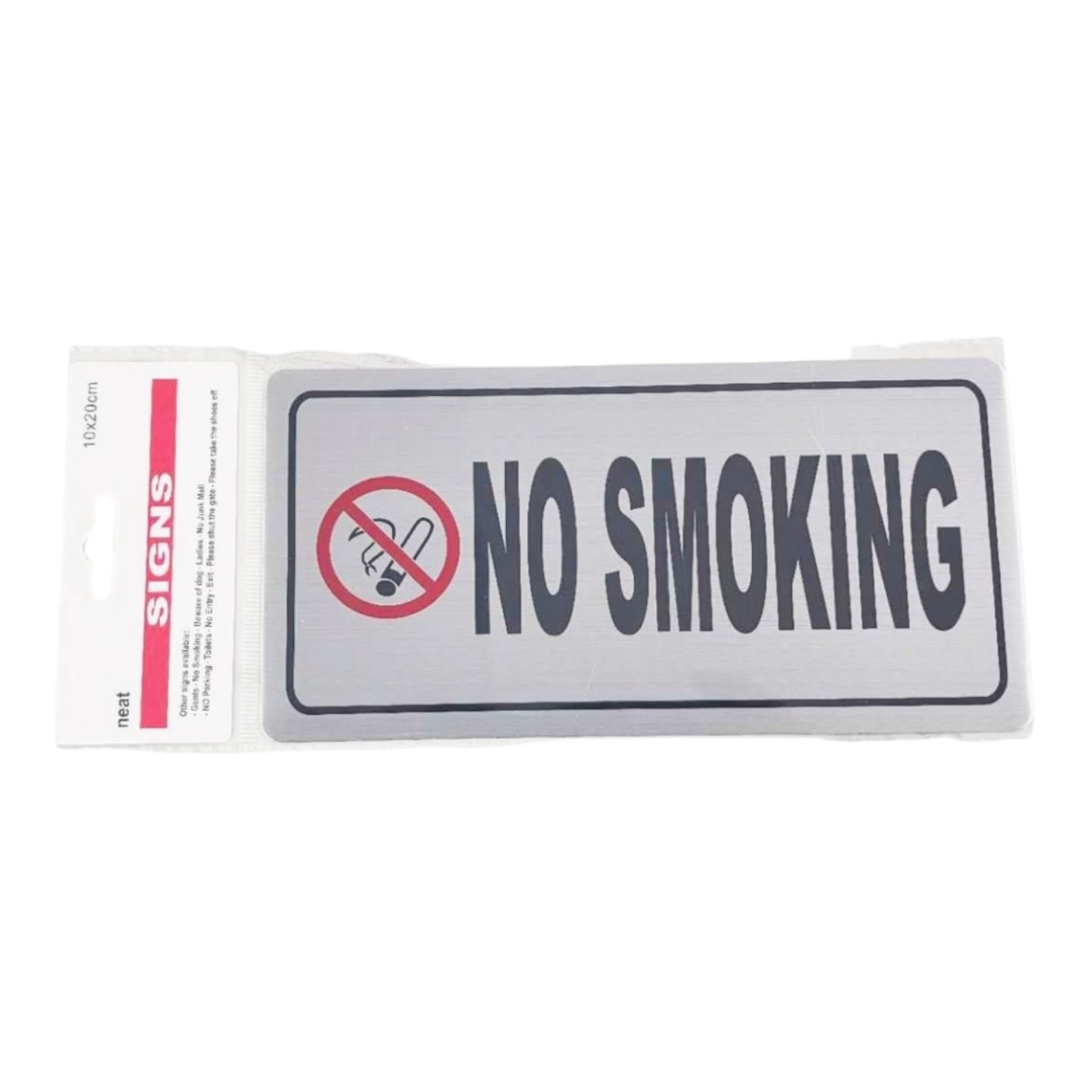 "NO SMOKING" Self-Adhesive Sign 1pc 10*20cm Black