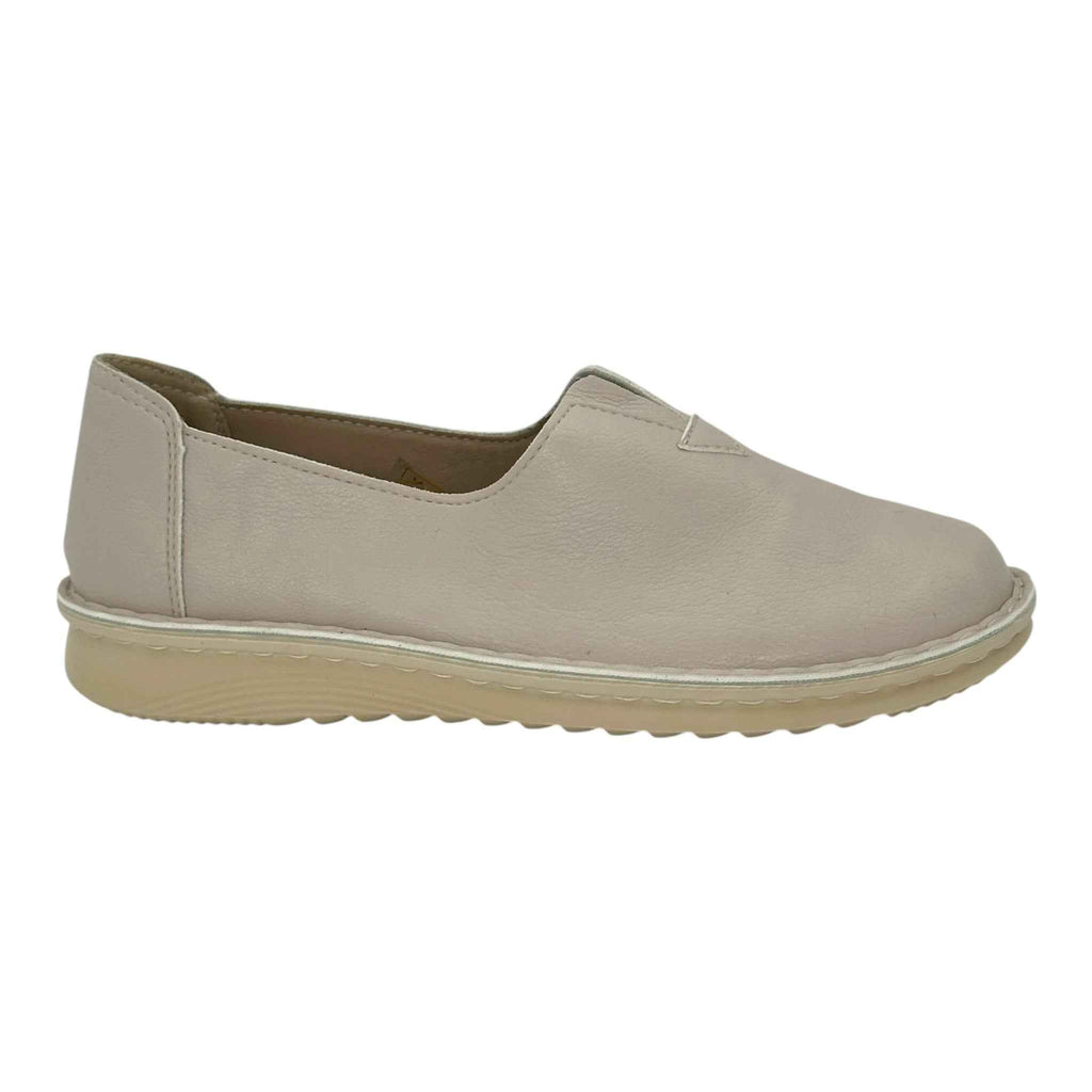 MIRA MAX Γυναικεία Δερμάτινα Slip-On Παπούτσια Beige