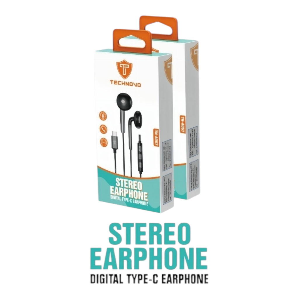 TECHNOVO Ενσύρματα Ακουστικά In-Ear USB-C Stereo με Μικρόφωνο & Έλεγχο Έντασης Λευκό - Angel shopping