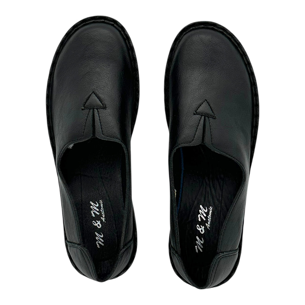 MIRA MAX Γυναικεία Δερμάτινα Slip-On Παπούτσια Μαύρο