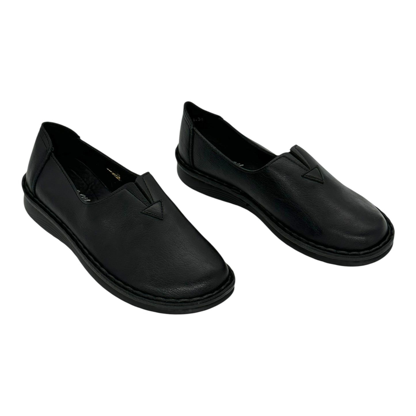 MIRA MAX Γυναικεία Δερμάτινα Slip-On Παπούτσια Μαύρο