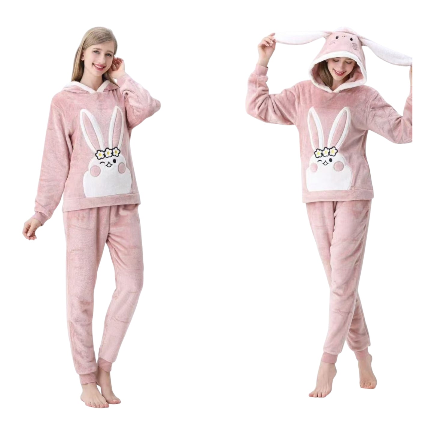 Angel Shopping Χειμερινό Γυναικείο Σετ Πιτζάμας Ροζ