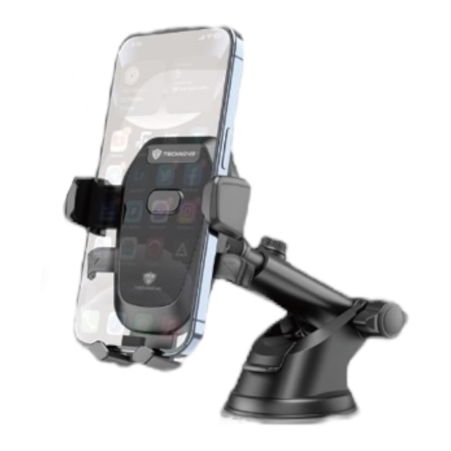 TECHNOVO Βάση Κινητού Αυτοκινήτου 4.7" - 7" με Ρυθμιζόμενα Άγκιστρα Μαύρη
