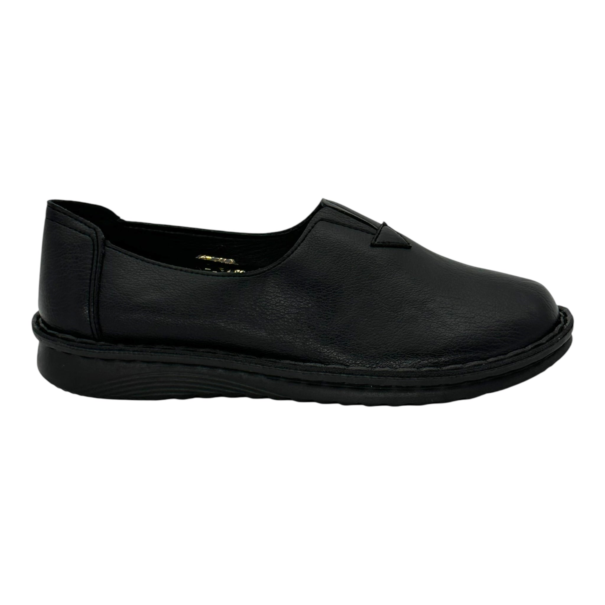 MIRA MAX Γυναικεία Δερμάτινα Slip-On Παπούτσια Μαύρο