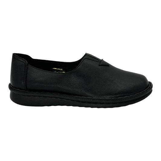 MIRA MAX Γυναικεία Δερμάτινα Slip-On Παπούτσια Μαύρο