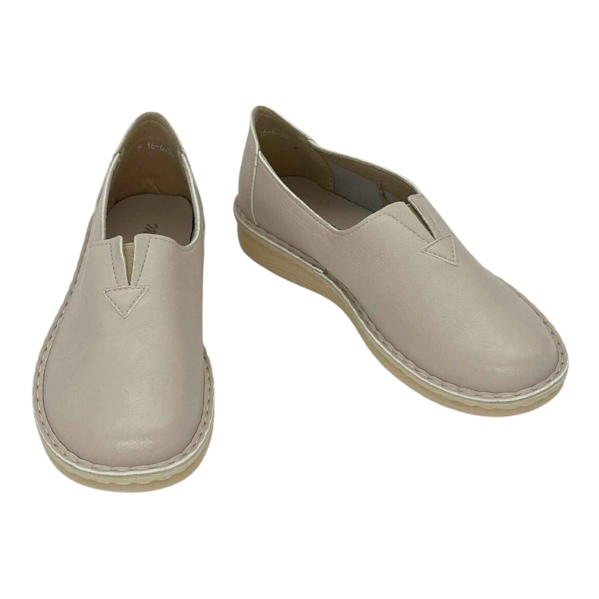 MIRA MAX Γυναικεία Δερμάτινα Slip-On Παπούτσια Beige