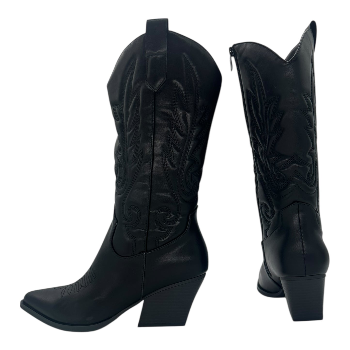 Alta Moda Γυναικείες Μπότες Cowboy με Μεσαίο Τακούνι Μαύρες