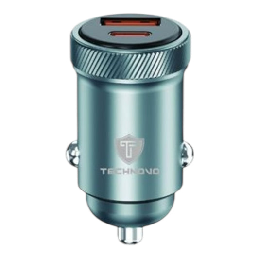 TECHNOVO Car Charger 48W PD 30W &amp; QC 3.0 with USB &amp; Type-C Black