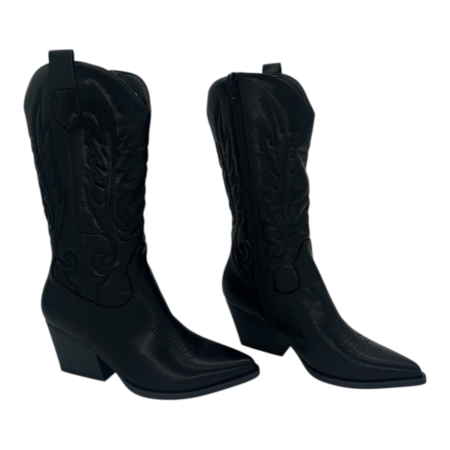 Alta Moda Γυναικείες Μπότες Cowboy με Μεσαίο Τακούνι Μαύρες