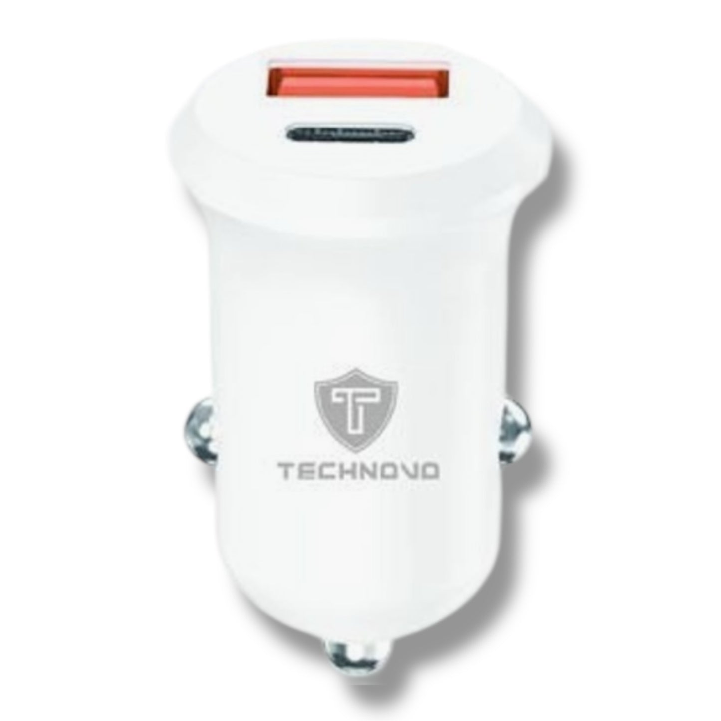 TECHNOVO Φορτιστής Αυτοκινήτου 48W PD 30W & QC 3.0 με USB & Type-C Λευκό