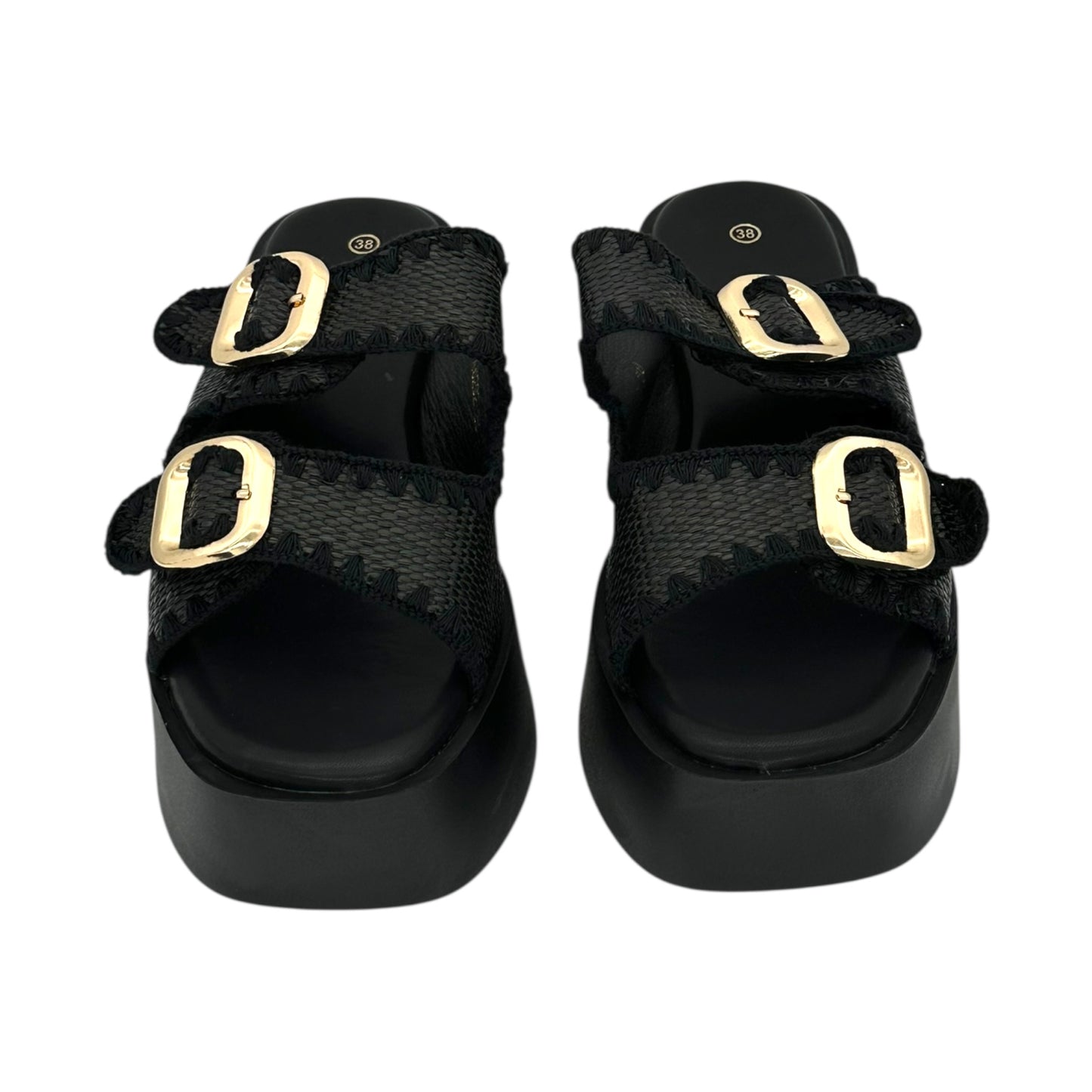 Mira Max Women's Platforms with Double Buckle Black