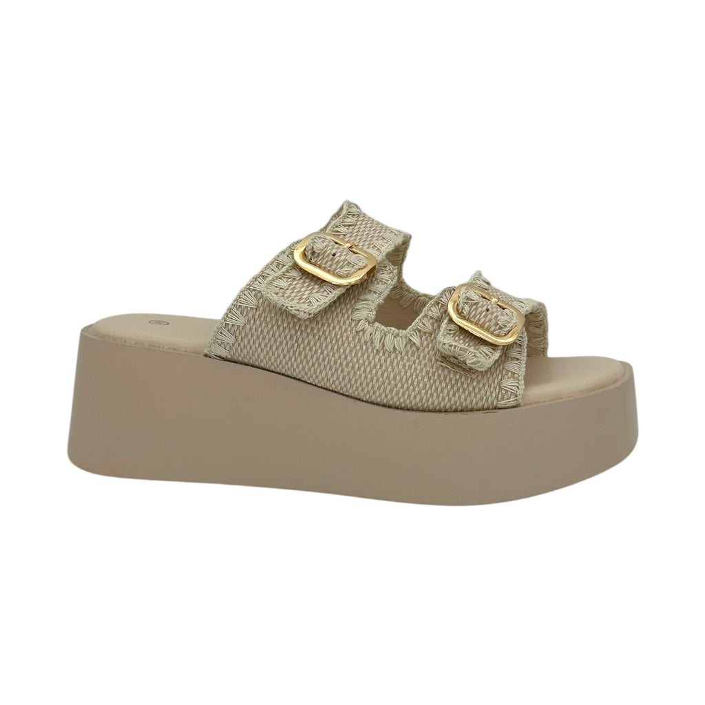 Mira Max Πλατφόρμες Γυναικείες με Διπλή Αγκράφα Beige - Angel shopping