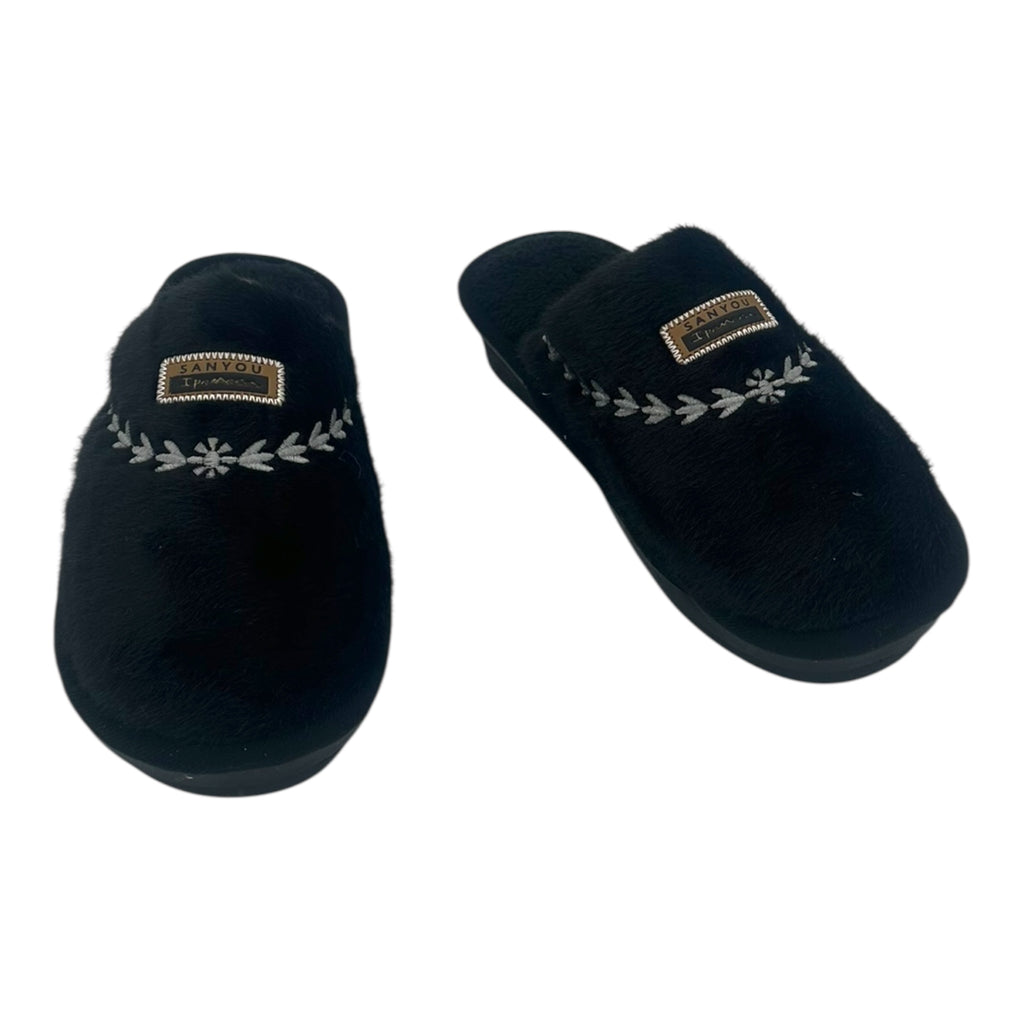 Angel Shopping Χειμερινές Γυναικείες Παντόφλες Μαύρες - Angel shopping