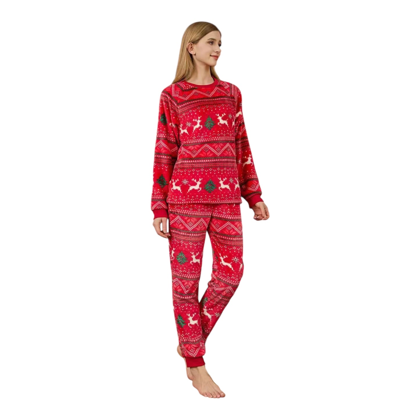Angel Shopping Χειμερινό Γυναικείο Σετ Πιτζάμας Κόκκινο