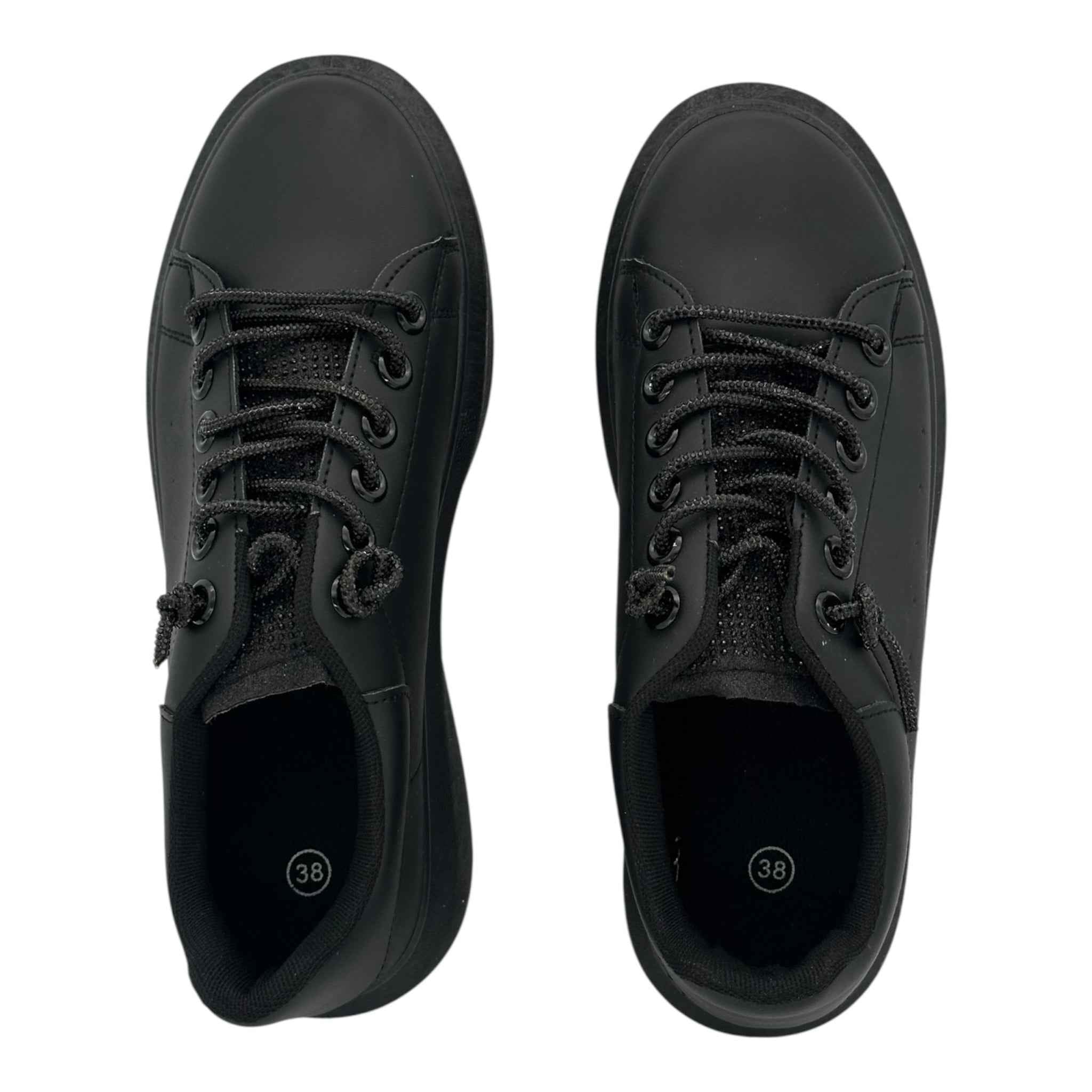 Angel Shopping δερμάτινα sneakers Μαύρο