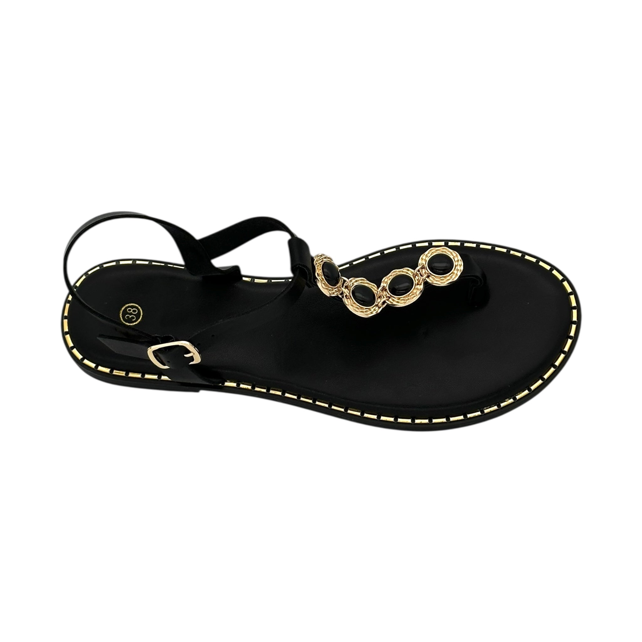 DIAMANTIQUE Σανδάλια Γυναικεία Flat Black - Angel shopping