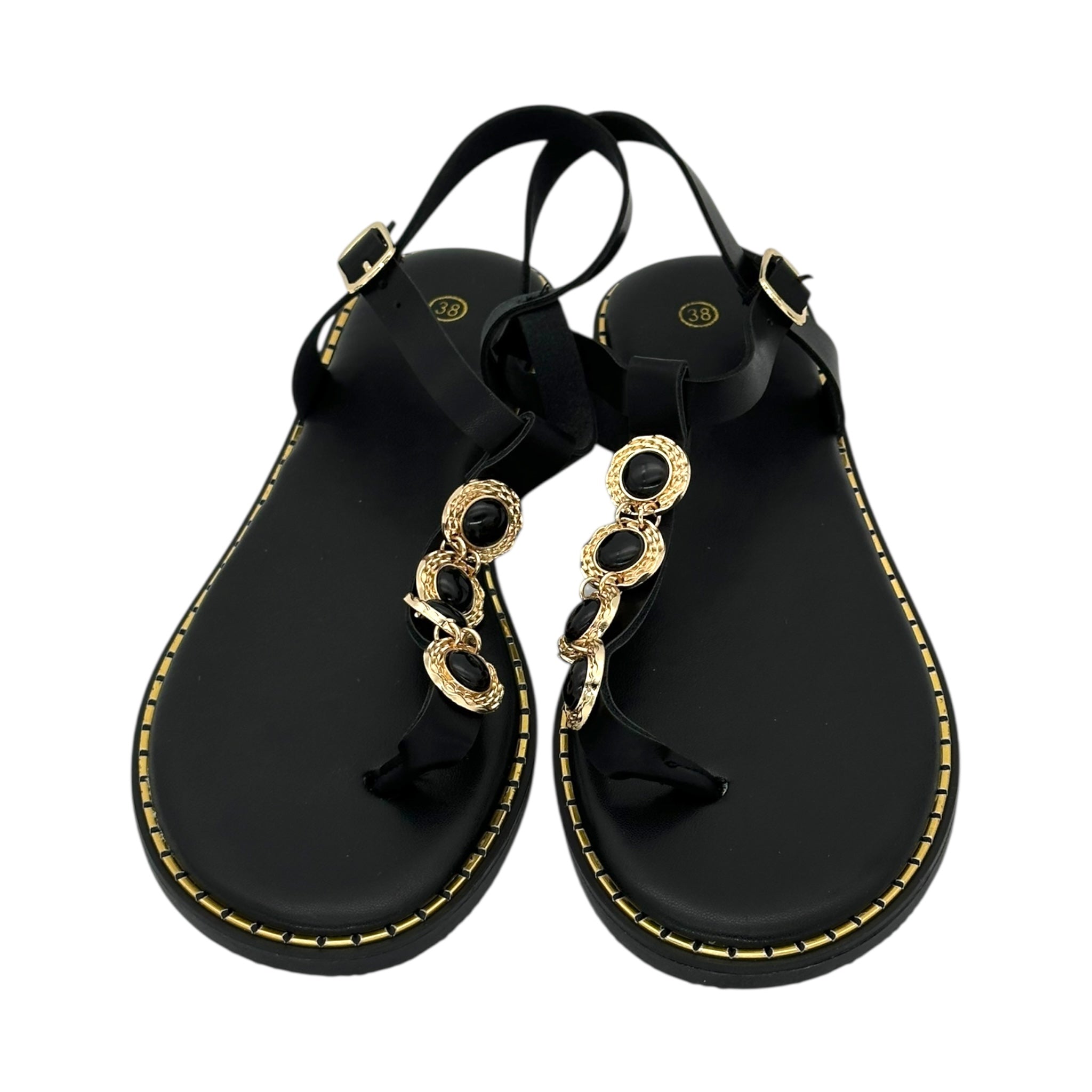 DIAMANTIQUE Σανδάλια Γυναικεία Flat Black - Angel shopping