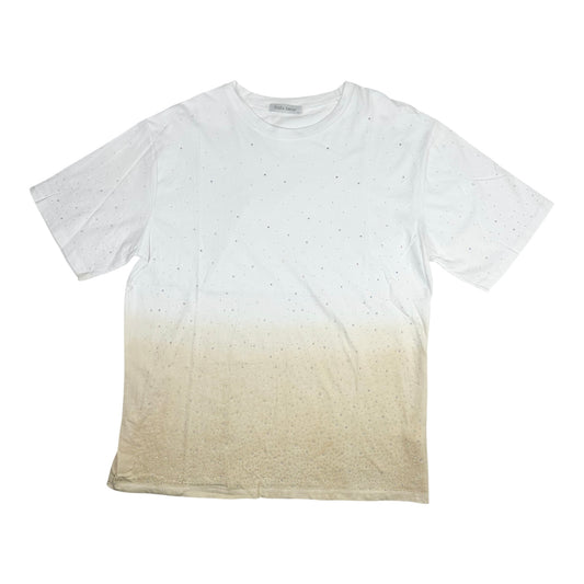 Angel Shopping Γυναικείο Oversized T-shirt  με Degrade Σχέδιο & Στρας Apricot