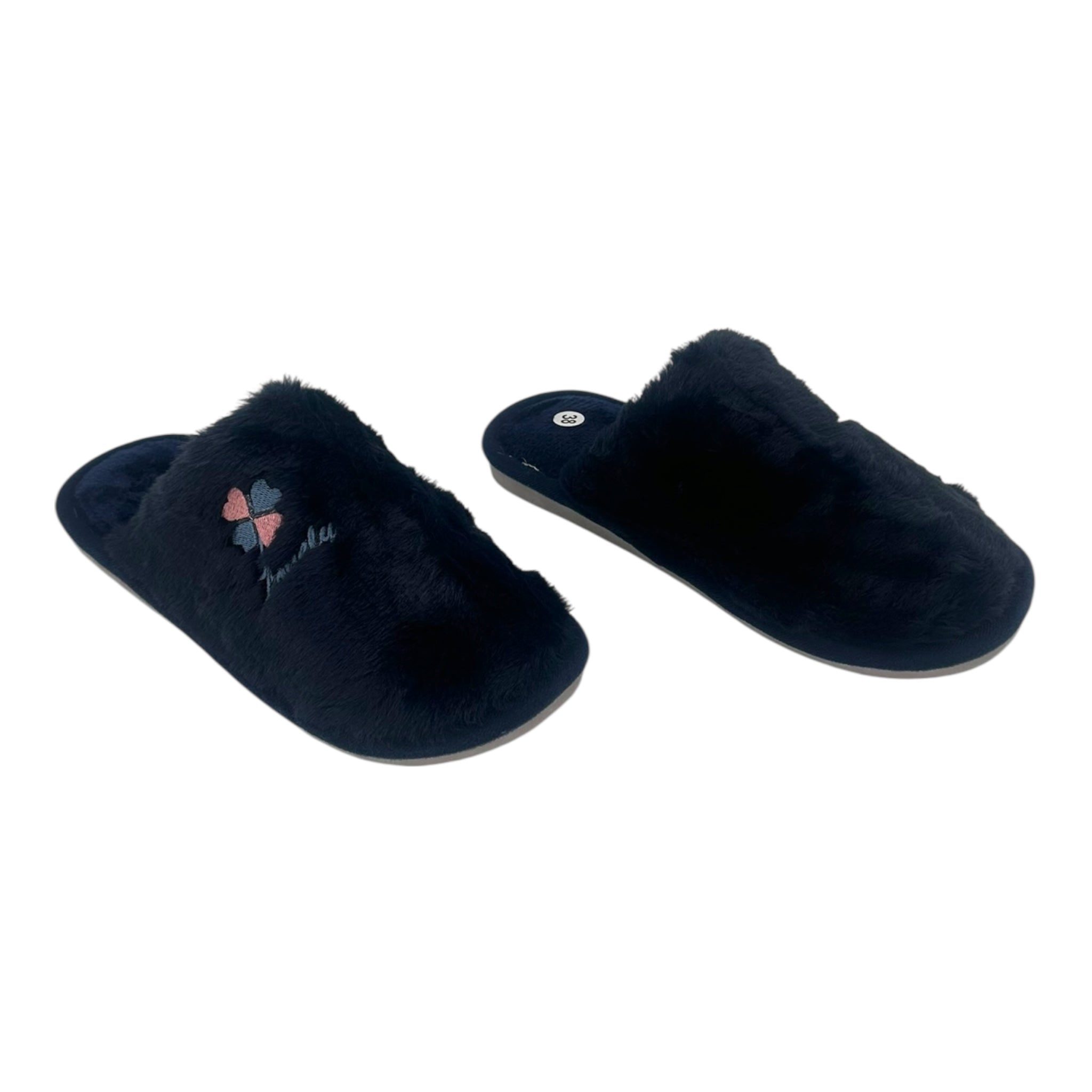 Angel Shopping Χειμερινές Γυναικείες Παντόφλες Μαύρες - Angel shopping
