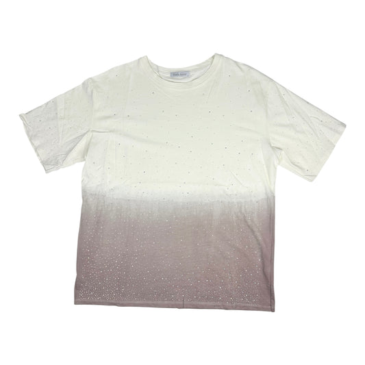 Angel Shopping Γυναικείο Oversized T-shirt  με Degrade Σχέδιο & Στρας Καφέ