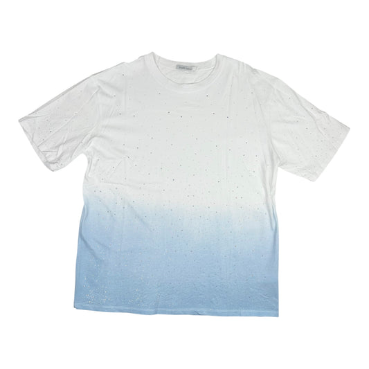 Angel Shopping Γυναικείο Oversized T-shirt  με Degrade Σχέδιο & Στρας Μπλε