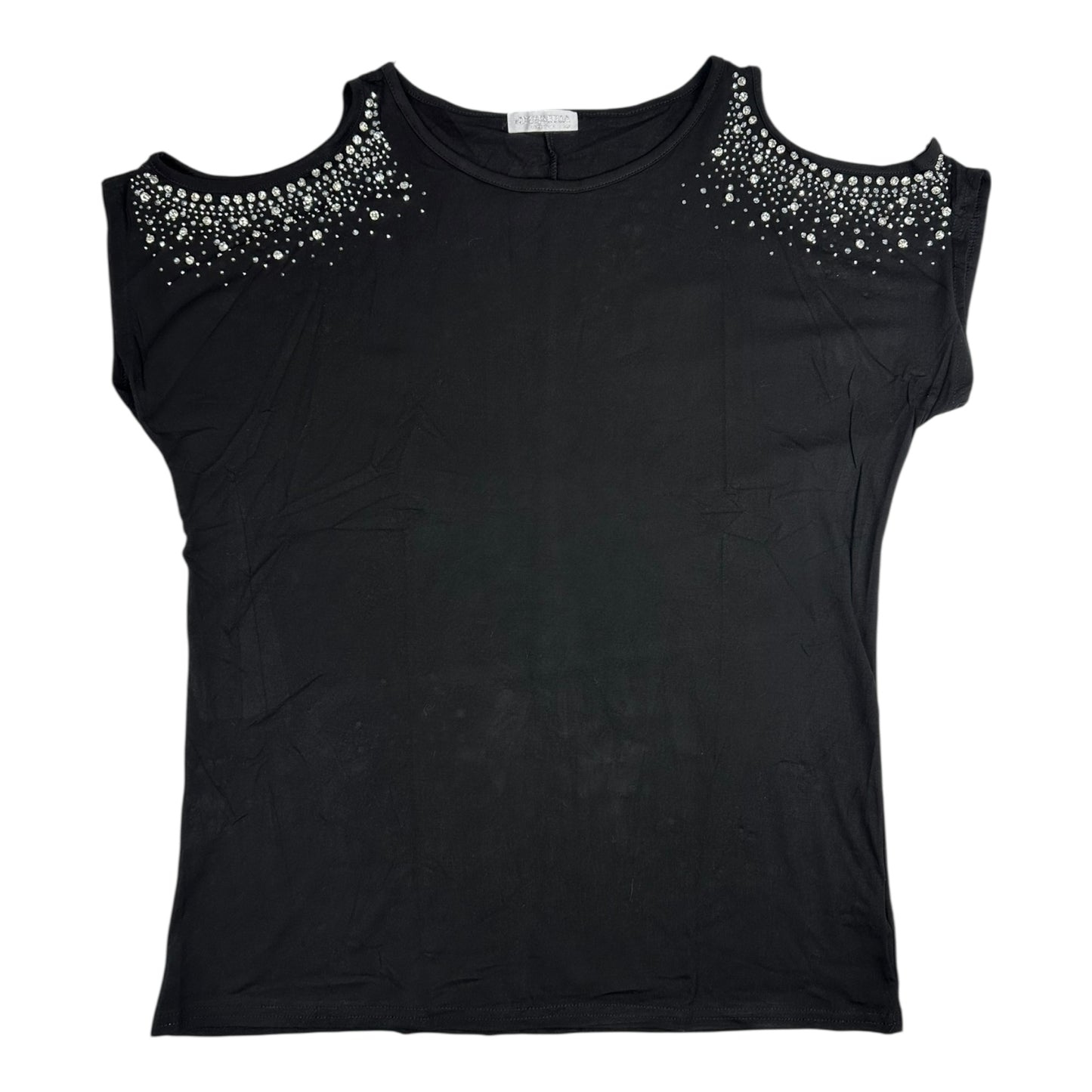 Angel Shopping Γυναικεία Μπλούζα Διακόσμηση από Στρας Μαύρο