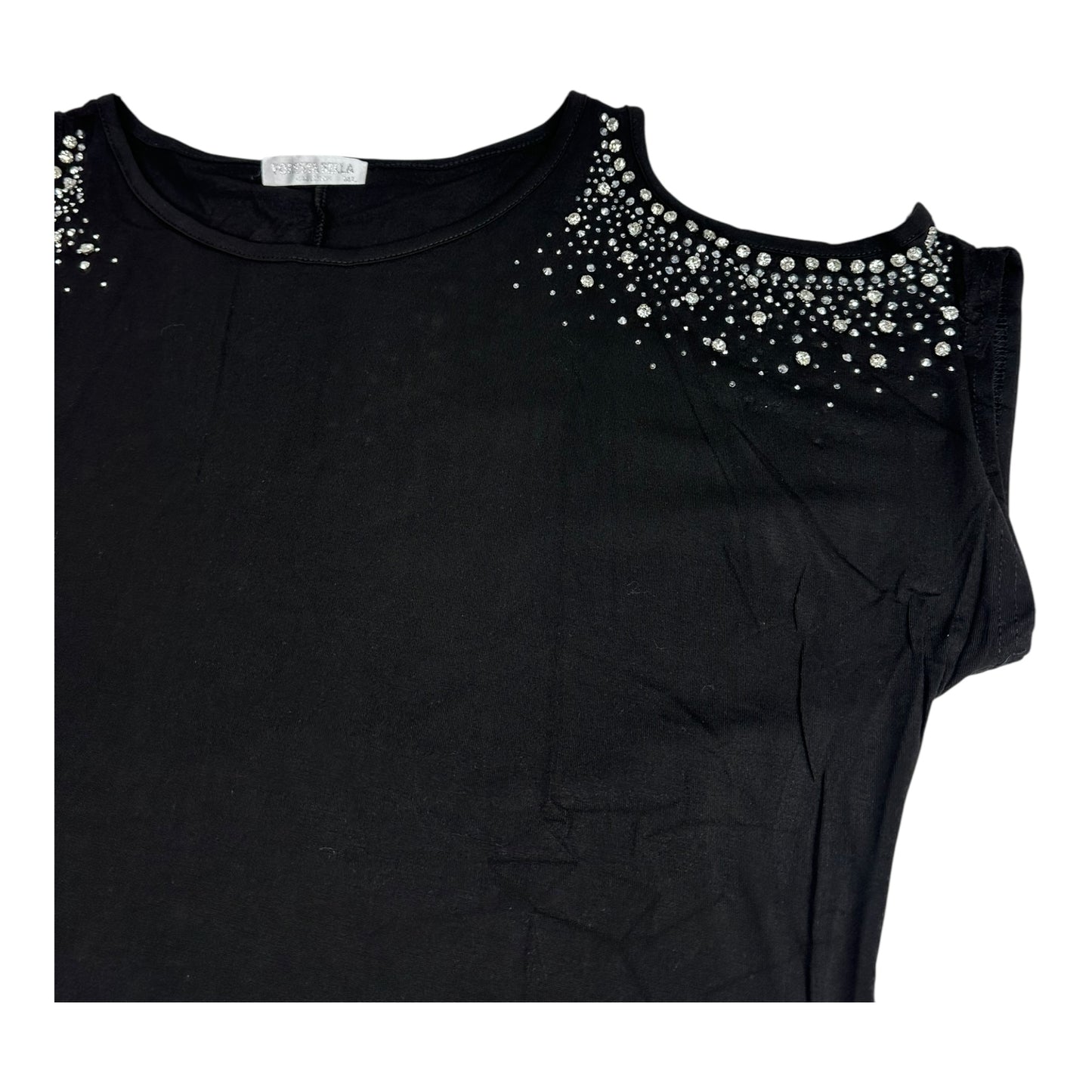 Angel Shopping Γυναικεία Μπλούζα Διακόσμηση από Στρας Μαύρο