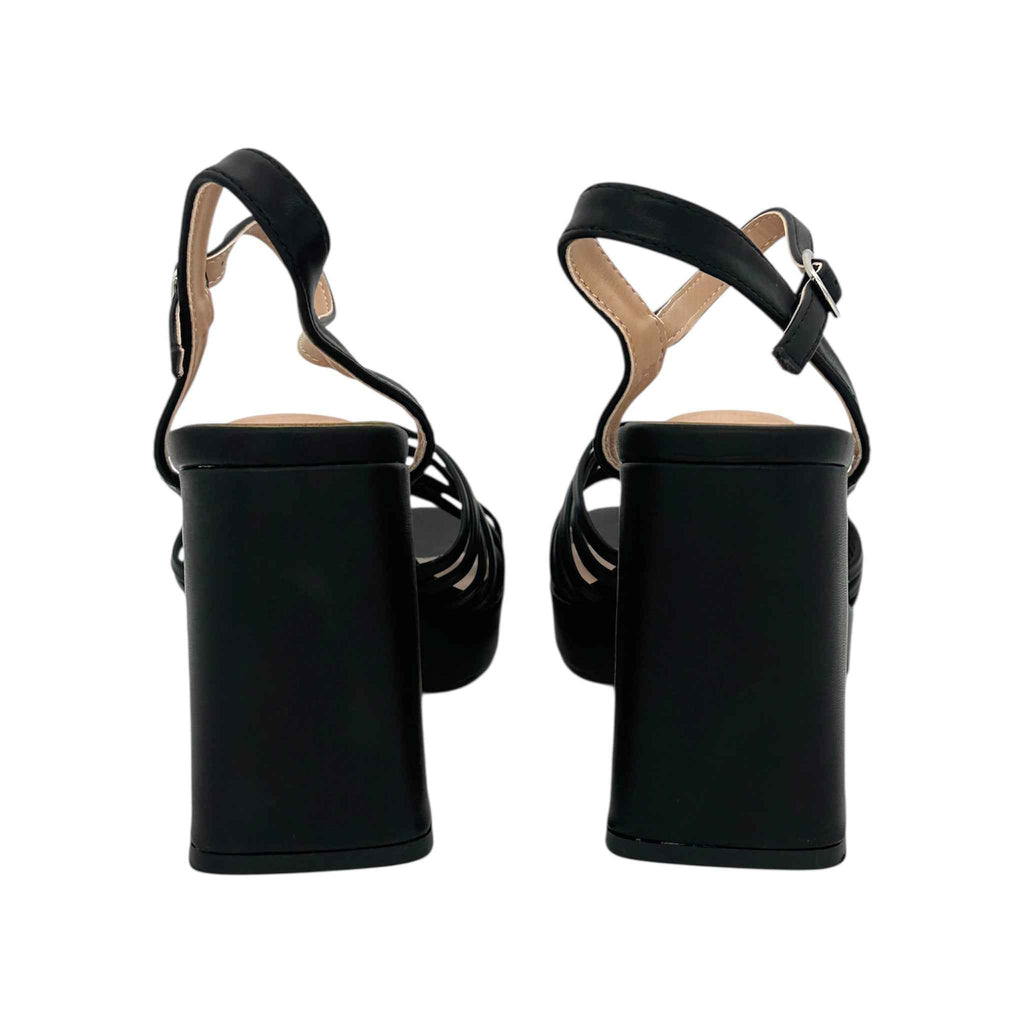Bella Woman Πέδιλα με Ψηλό Τακούνι & Λεπτά Λουράκια Μαύρο