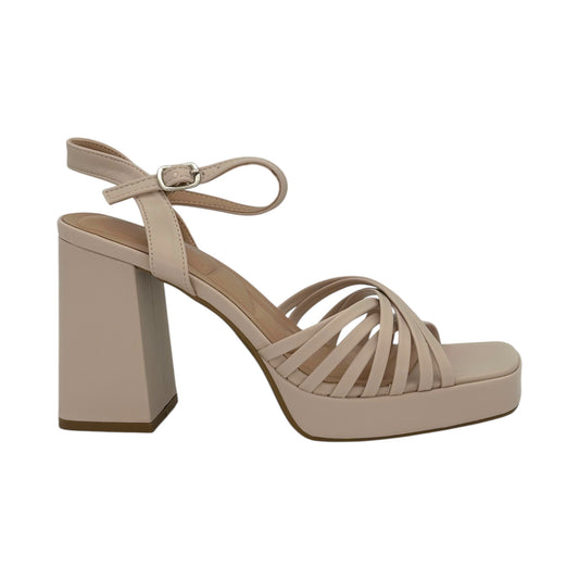 Bella Woman Πέδιλα με Ψηλό Τακούνι & Λεπτά Λουράκια Beige