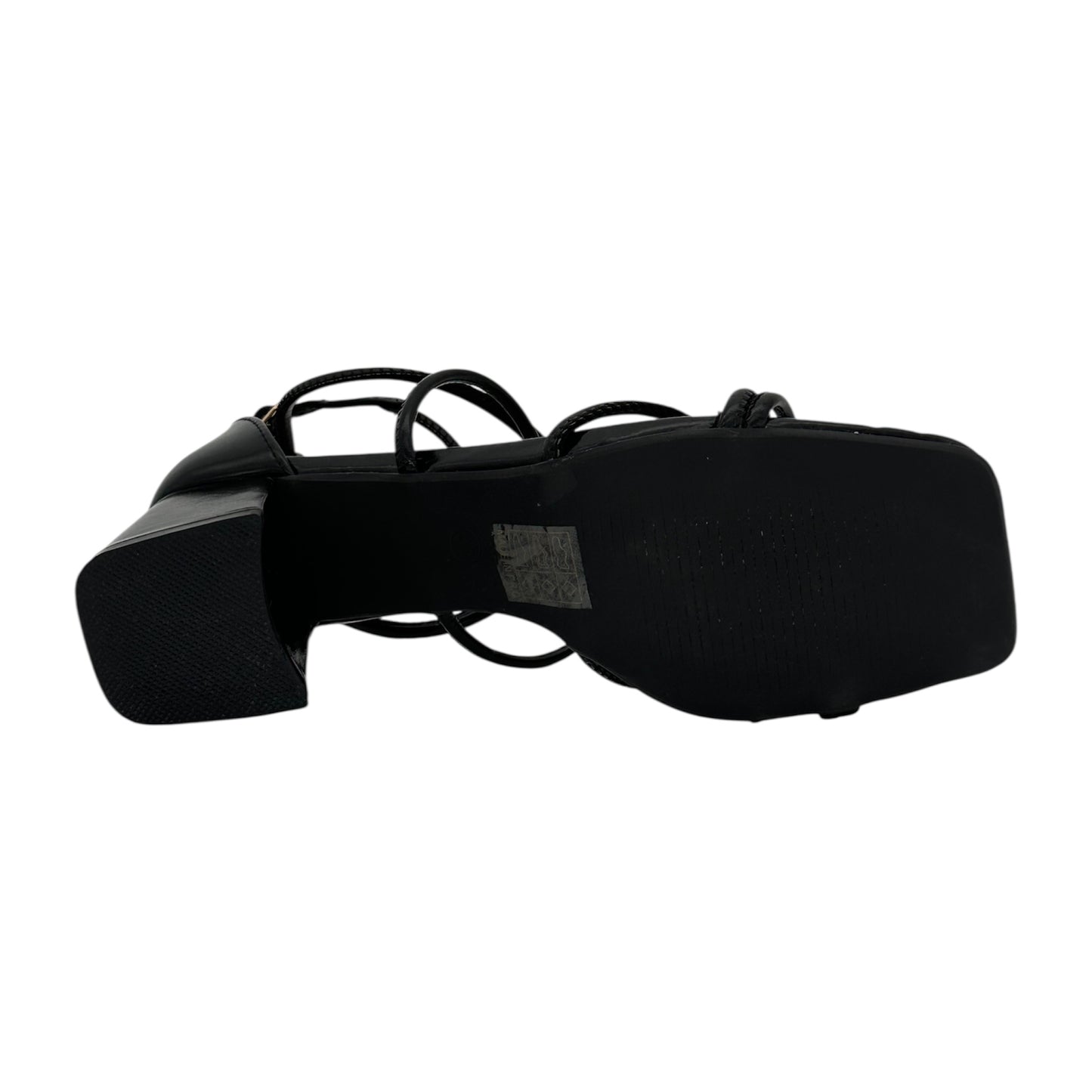 M &amp; A Women's Sandals with Mid Heel &amp; Multiple Straps Black