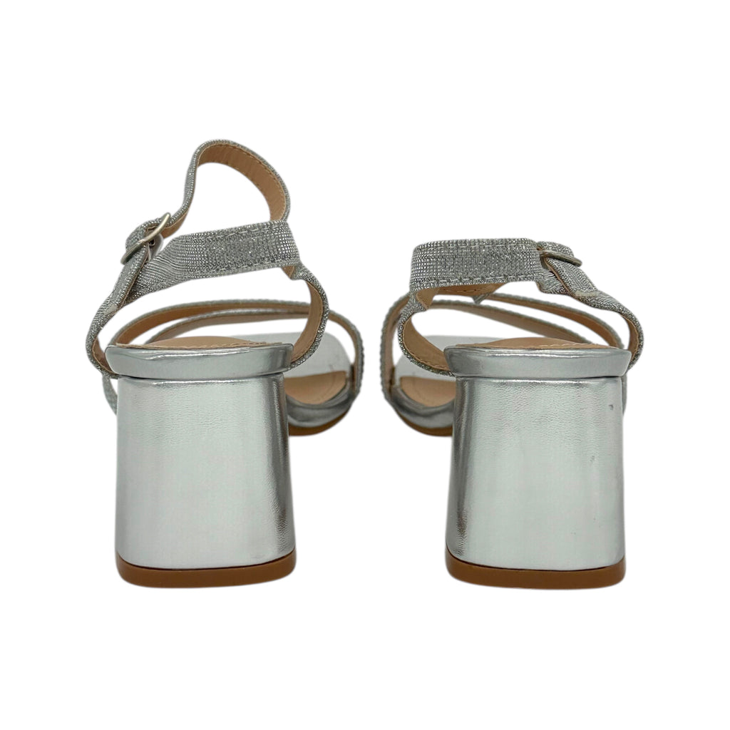CHC SHOES Γυναικεία Πέδιλα με Μεσαίο Τακούνι & Στρας Ασημί - Angel shopping