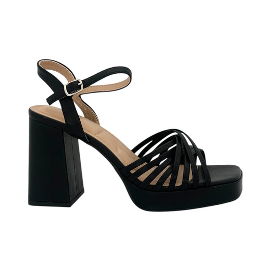 Bella Woman High Heel Sandals &amp; Thin Straps Black