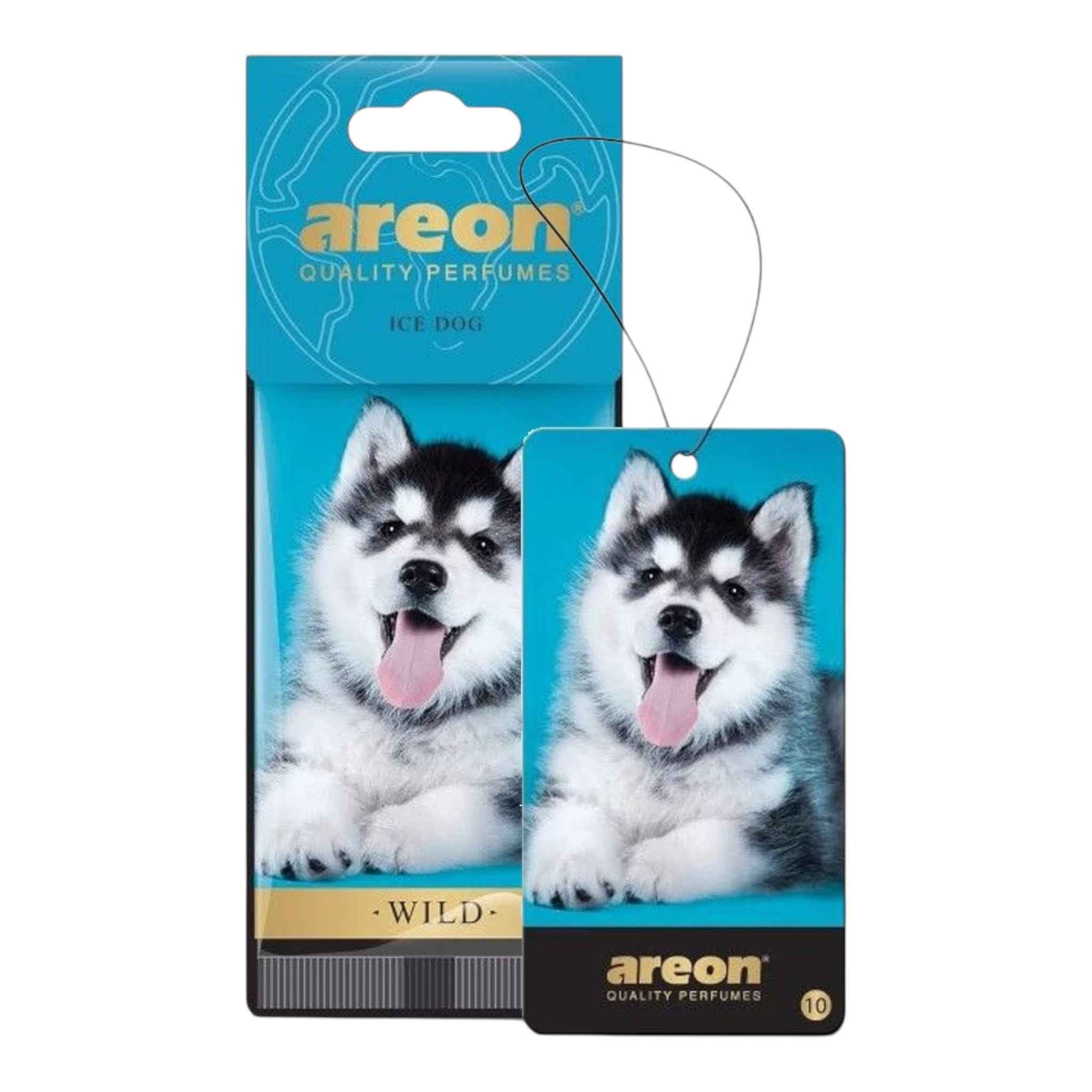 Areon Αρωματική Καρτέλα Κρεμαστή Αυτοκινήτου Ice Dog Χωρίς Χρώμα