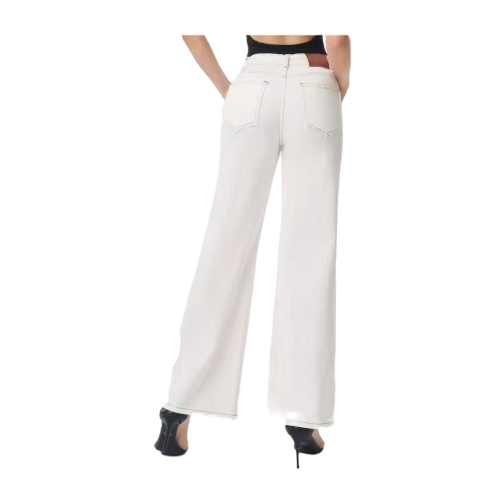 Angel Shopping Γυναικείο Τζιν Παντελόνι Wide Leg με Ελαστικότητα Λευκό - Angel shopping