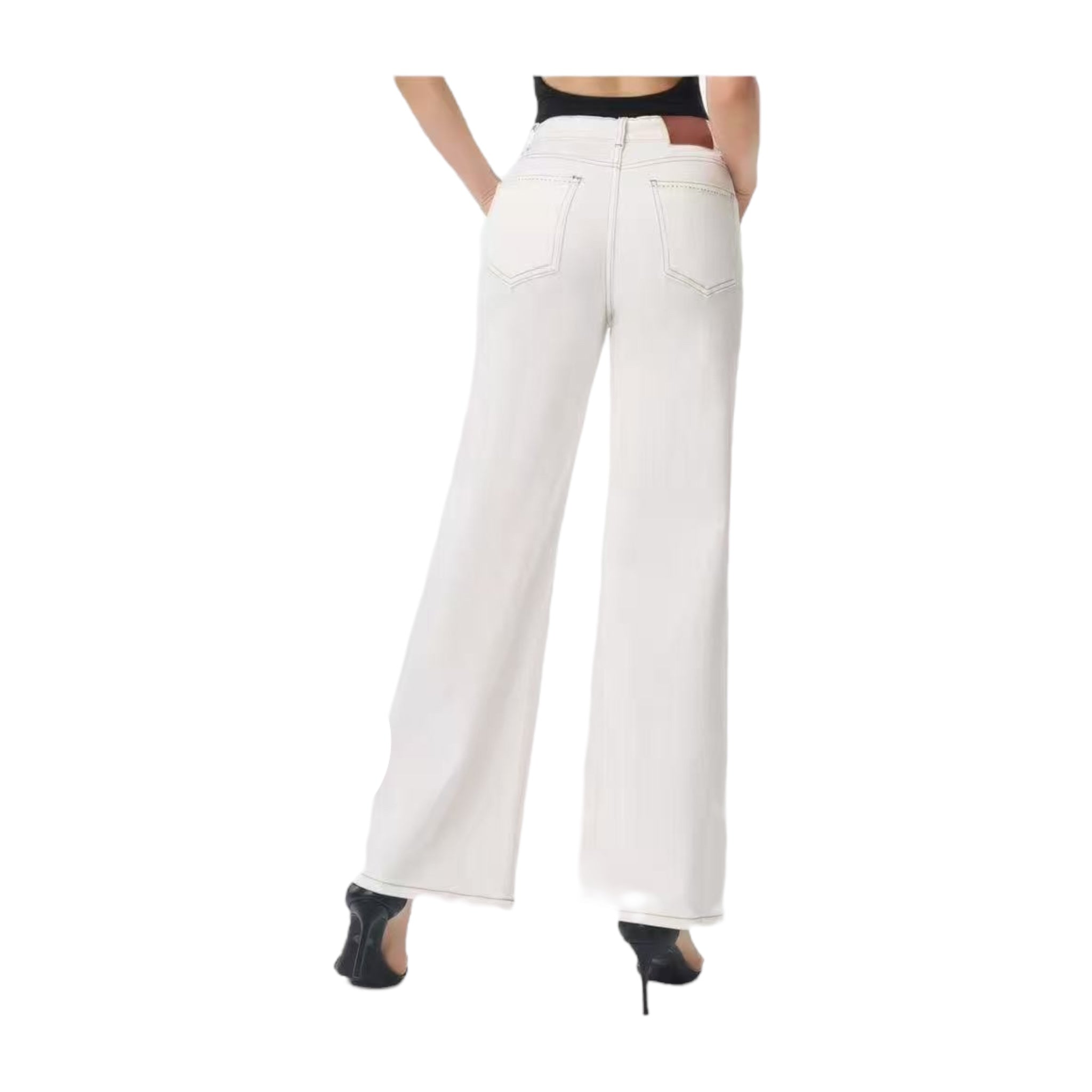 Angel Shopping Γυναικείο Τζιν Παντελόνι Wide Leg με Ελαστικότητα Λευκό - Angel shopping