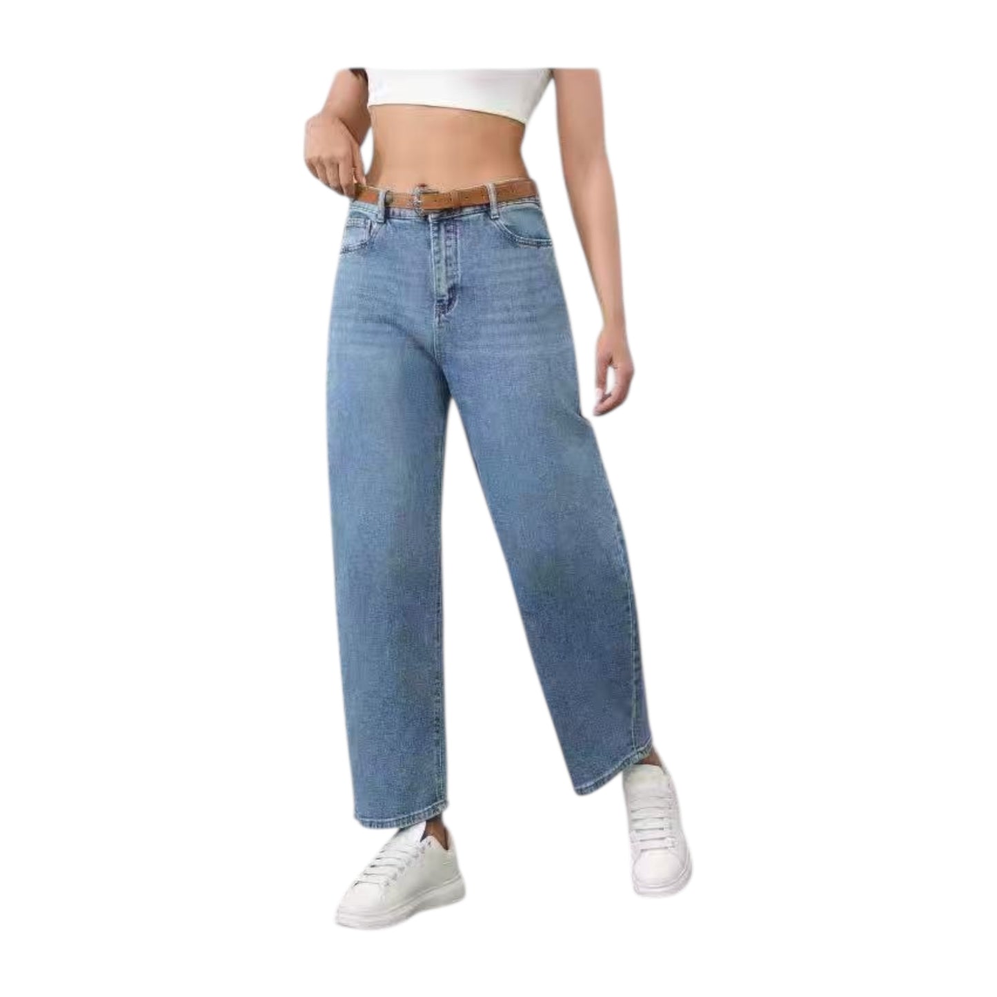 MISS GOOD Women's Vintage Balloon Blue Jeans