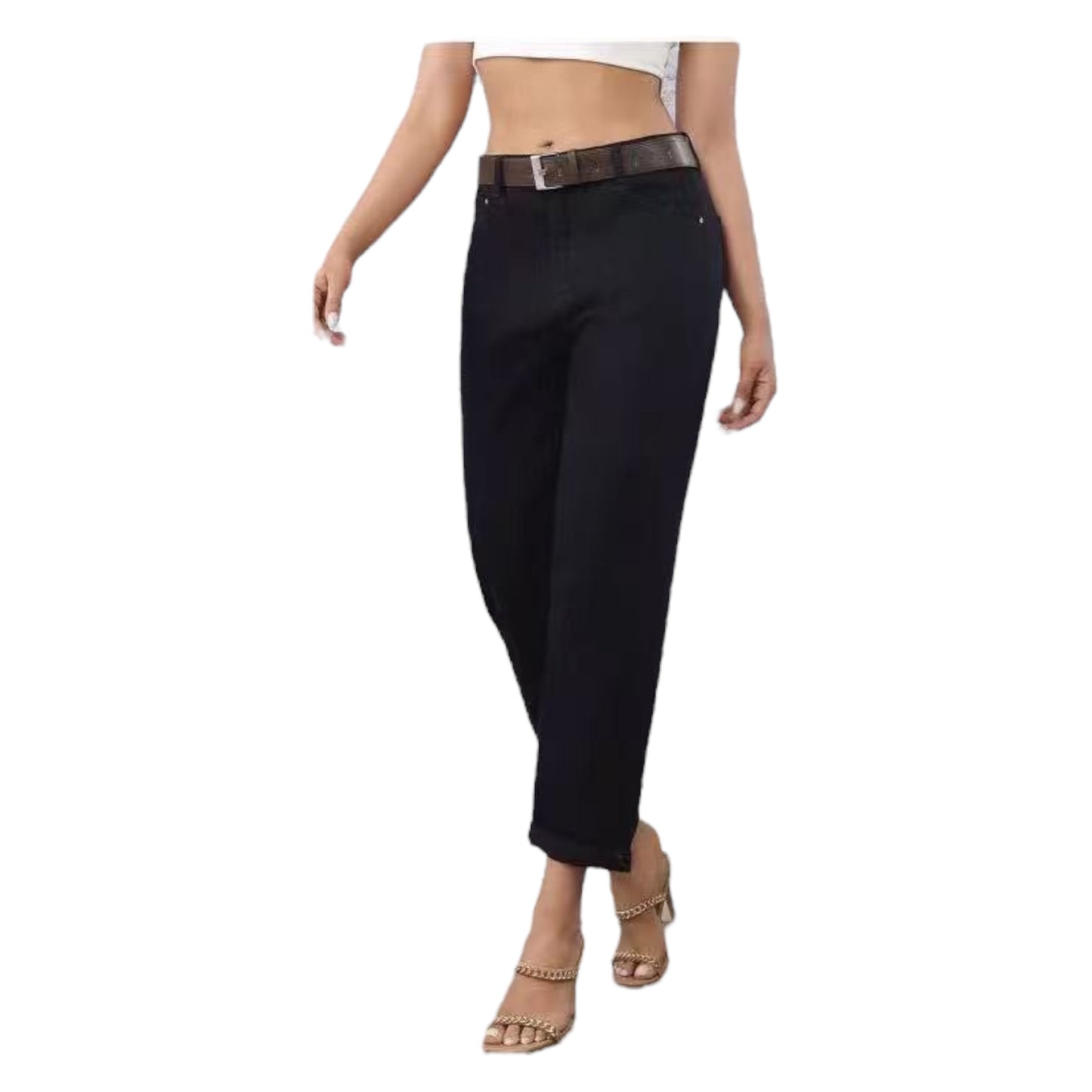 Miss Good Γυναικείο Τζιν Παντελόνι Mom Fit με Ζώνη & Ελαστικότητα Μαύρο